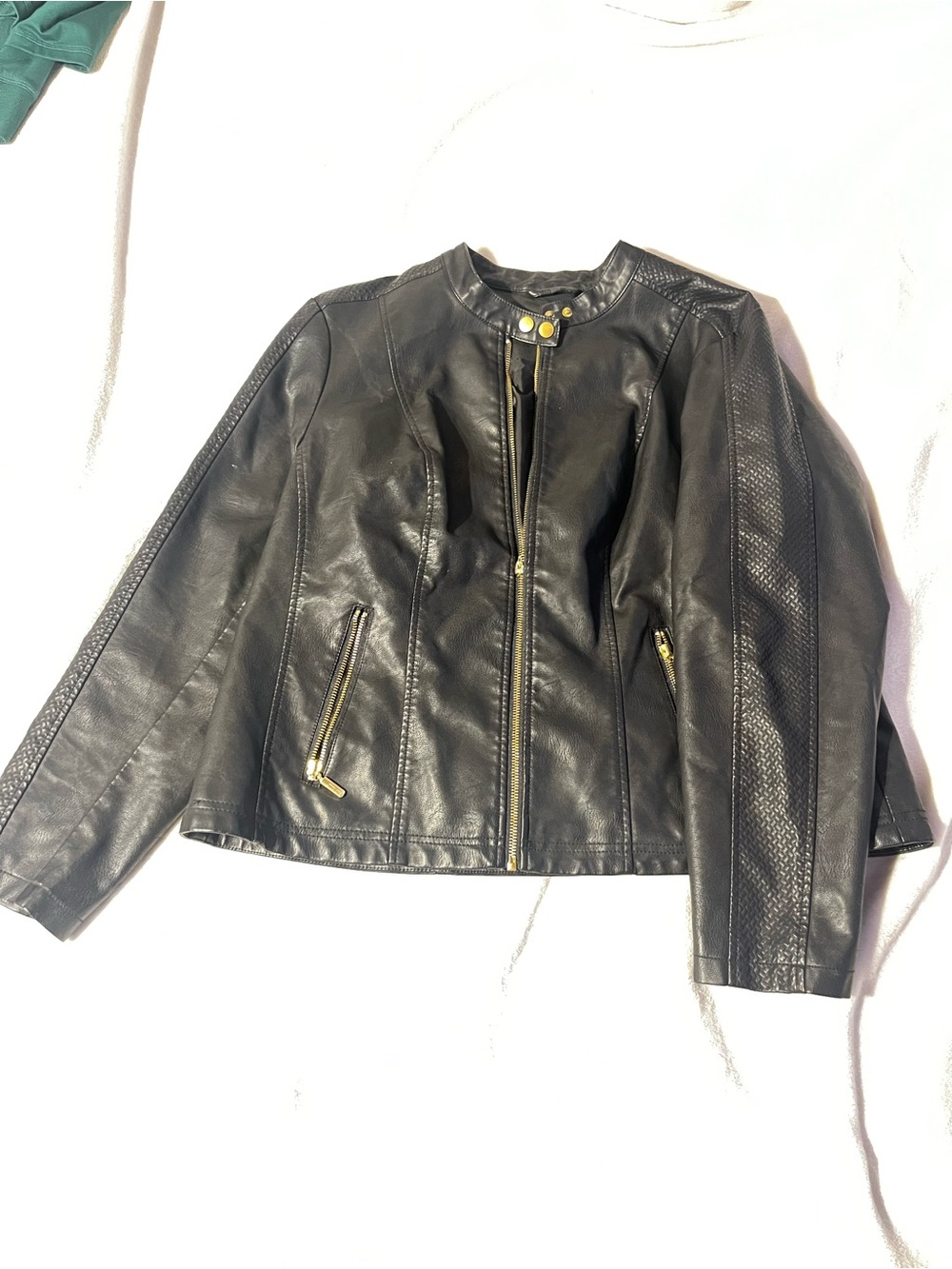 Baccini Black Leather Jacket with Gold Hardware